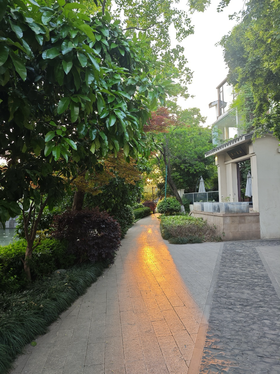 夕阳下的石板路